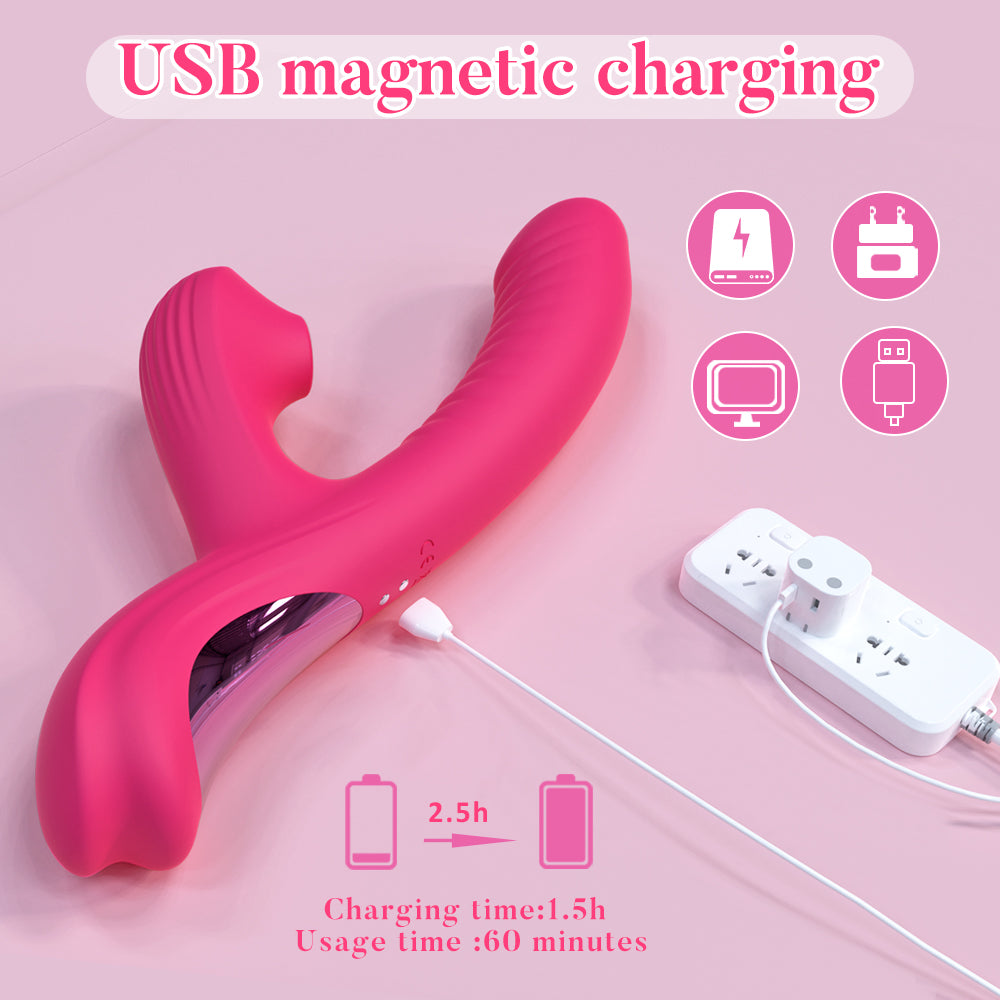 G-Spot Vibrator - Sucking Clit Stimulator Dildo Massager with 10 Modes, Silicone Adult Sex Toy