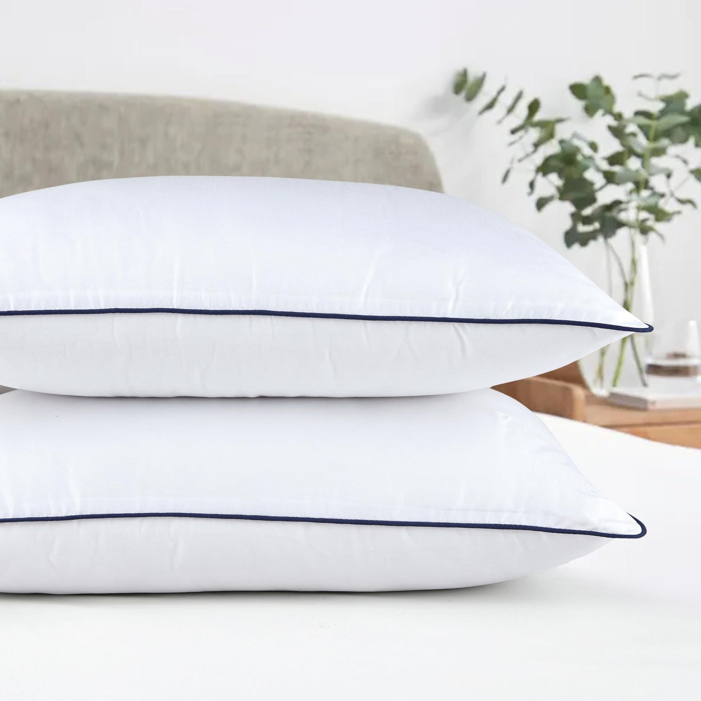 Down Alternative Pillows - Standard Size, Fluffy & Supportive, 2 Pack