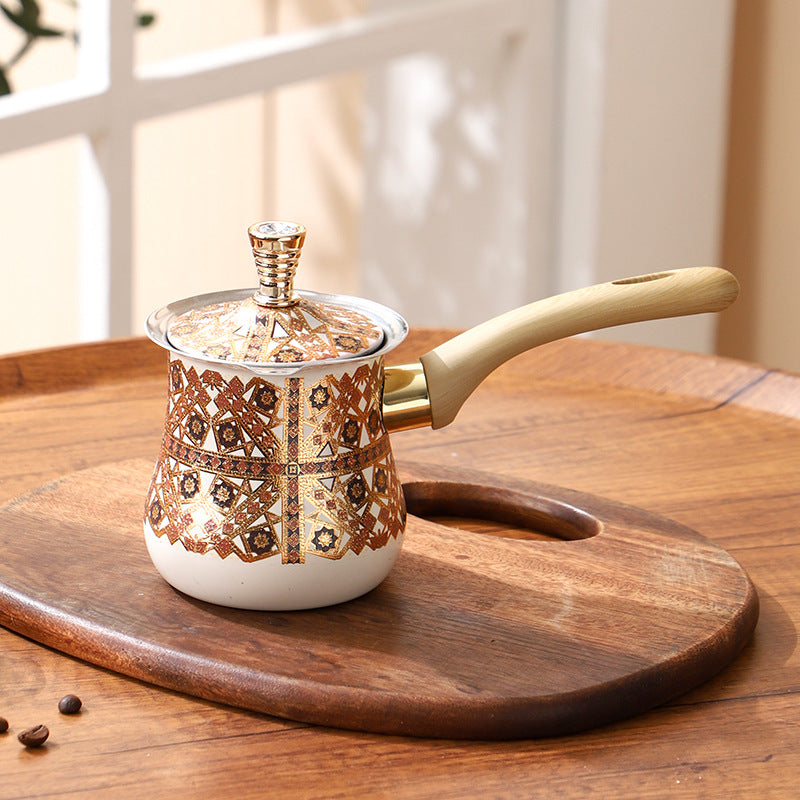Stainless Steel Turkish Coffee Pot Milk Cup - Light Luxury Retro Style