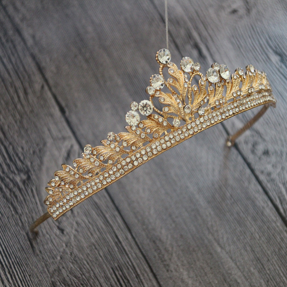 Gold Plated White Diamond Crown Headpiece