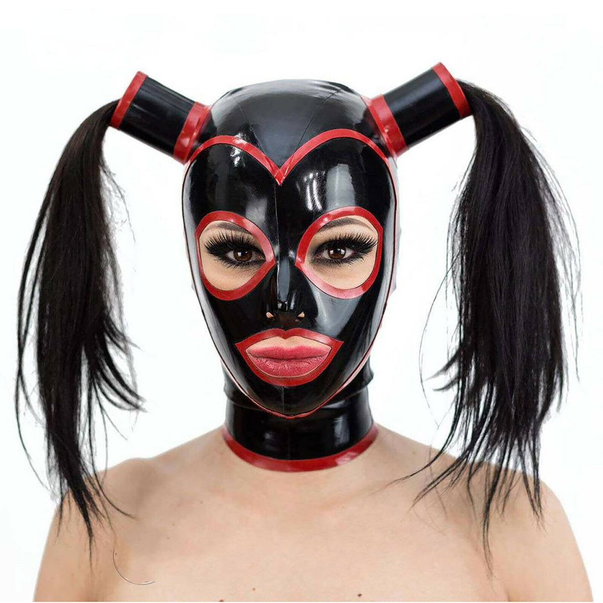 Cosplay Headgear with Zipper - Latex Adjustable Costume Accessory