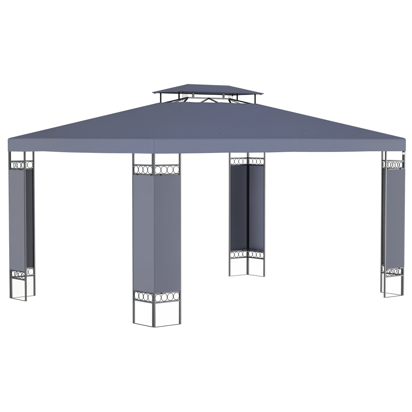 10x13 Gray Patio Gazebo - Double Roof Canopy Shelter with Screen