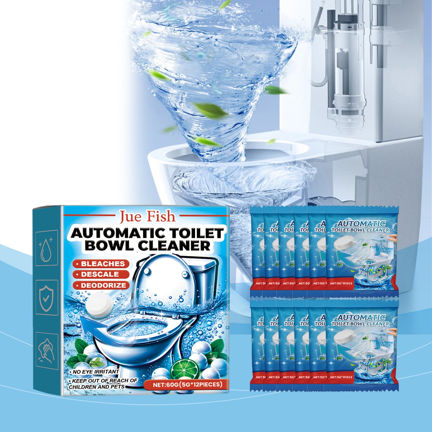 Automatic Toilet Cleaning Effervescent Tablets - 60g, 1 Box