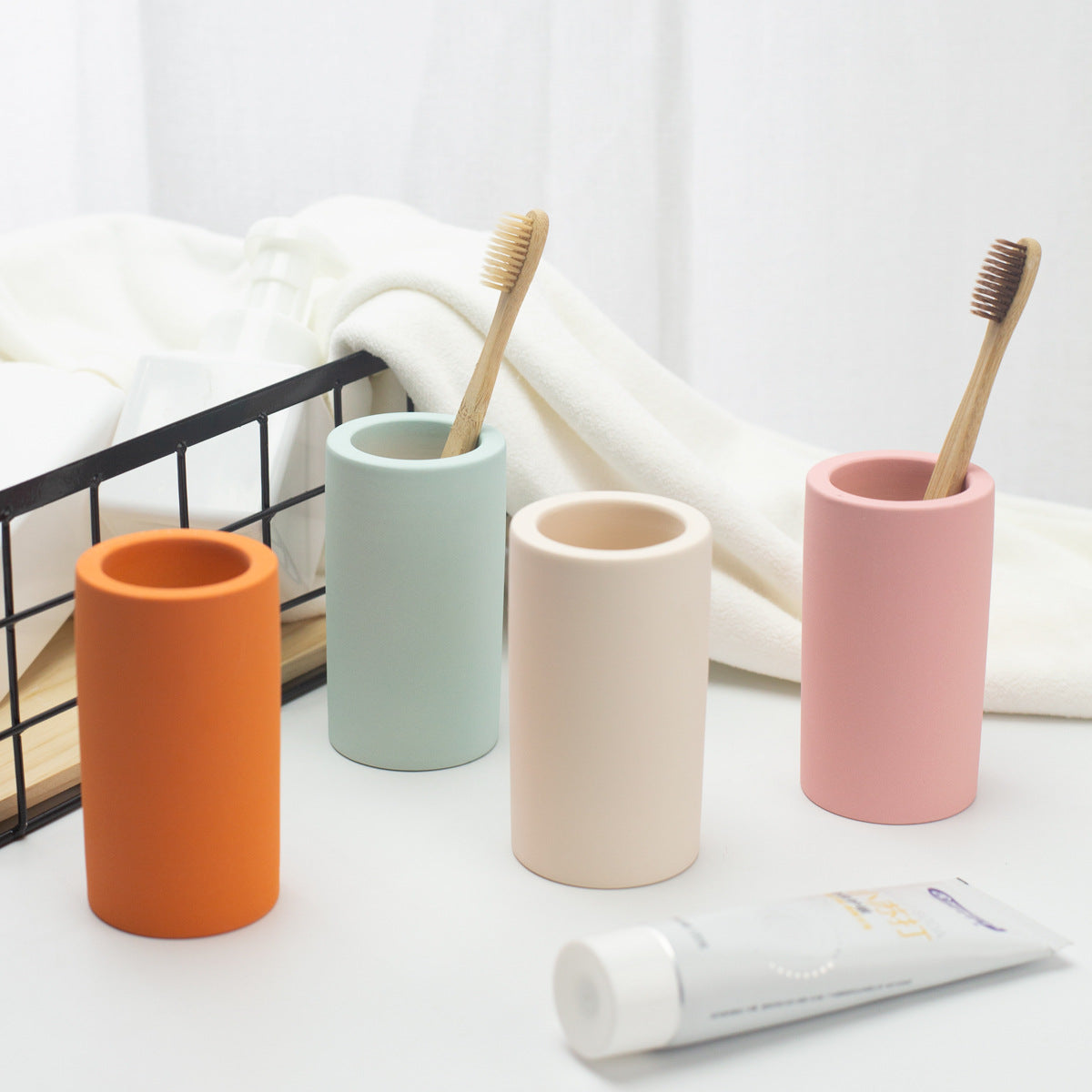Diatomite Toothbrush Holder Cup - Creative Bathroom Storage Organizer