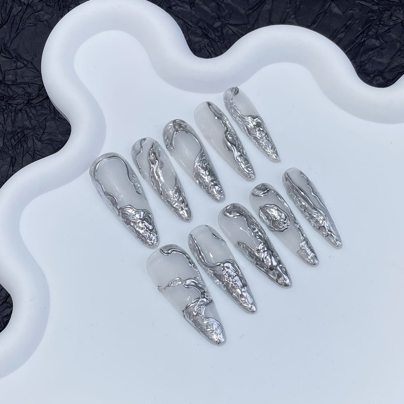 3D Metal Edgy Handmade Press-On Nails