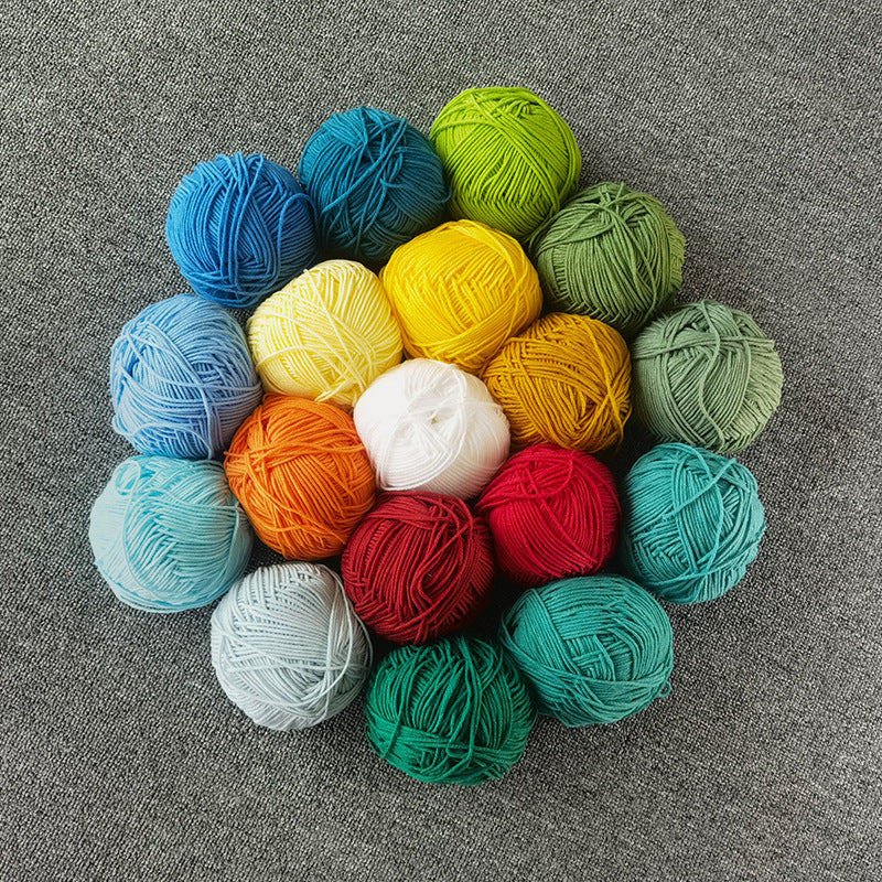 Four-Strand Milk Cotton Crochet Yarn Balls for Craft Projects - Multiple Colors
