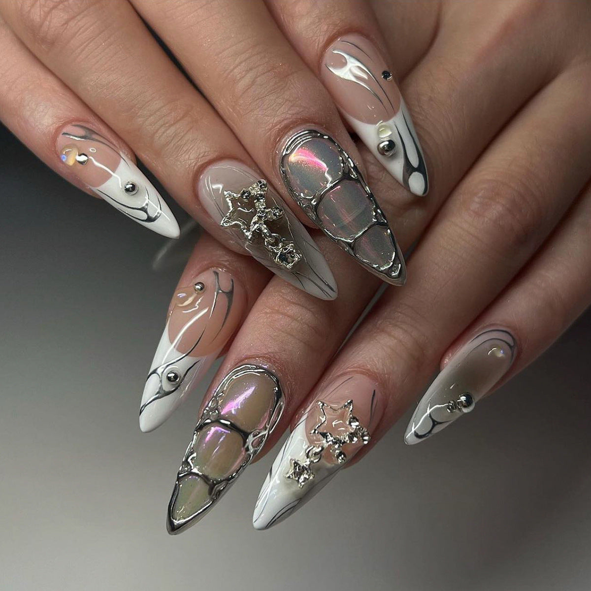 3D Rhinestone Fake Nails Set - Multiple Colors for Nail Art & Manicure