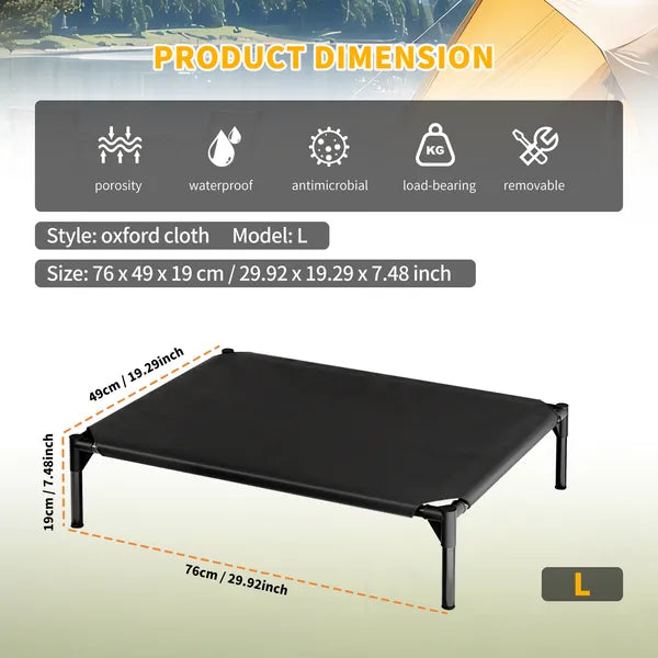 Breathable Elevated Oxford Pet Bed for Small to Large Dogs – Waterproof & Easy to Clean