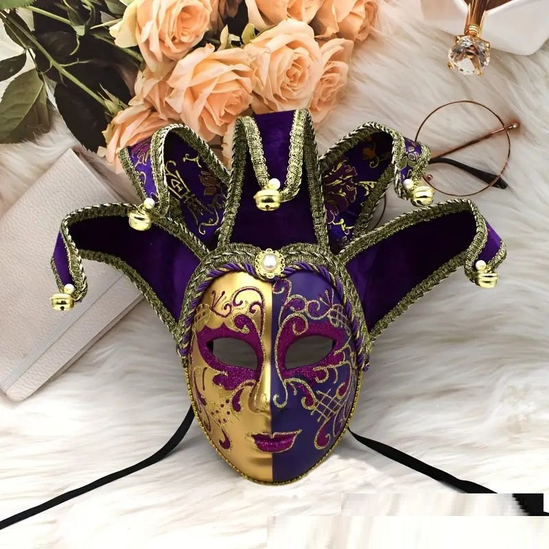Halloween Painted Yin and Yang Mask - Venetian Party Mask for Festive Events