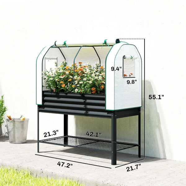 Raised Garden Bed with PE Greenhouse Cover - Elevated Design