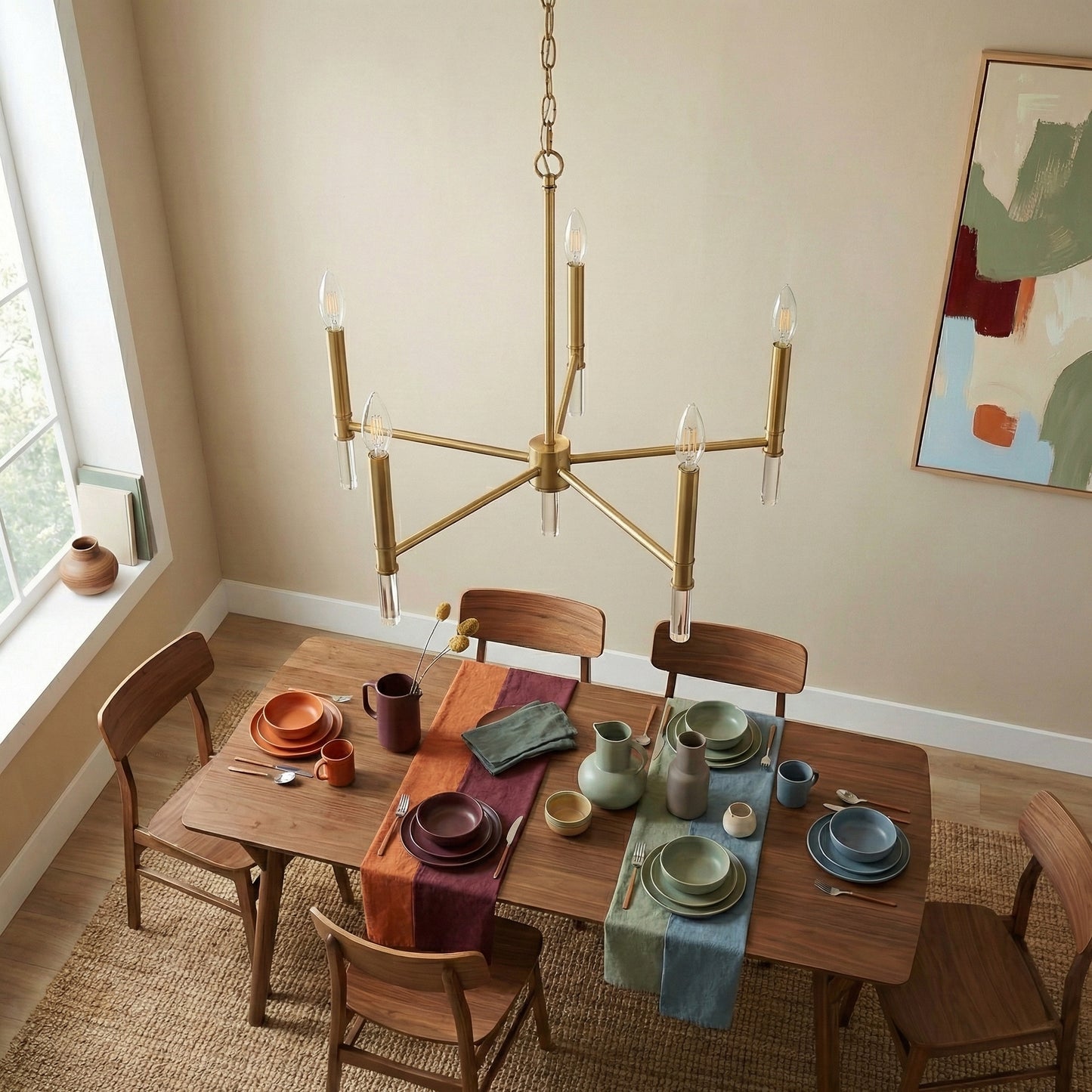 Courtyard Five Light Golden Brass Candle Chandelier 24 W X 17.75 H