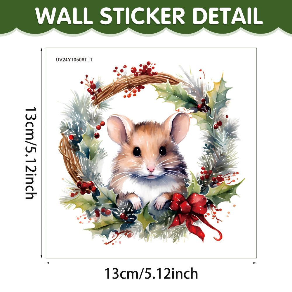 Christmas Cartoon Animal Mouse Hole Wall Sticker - Festive Decor for Home & Garden