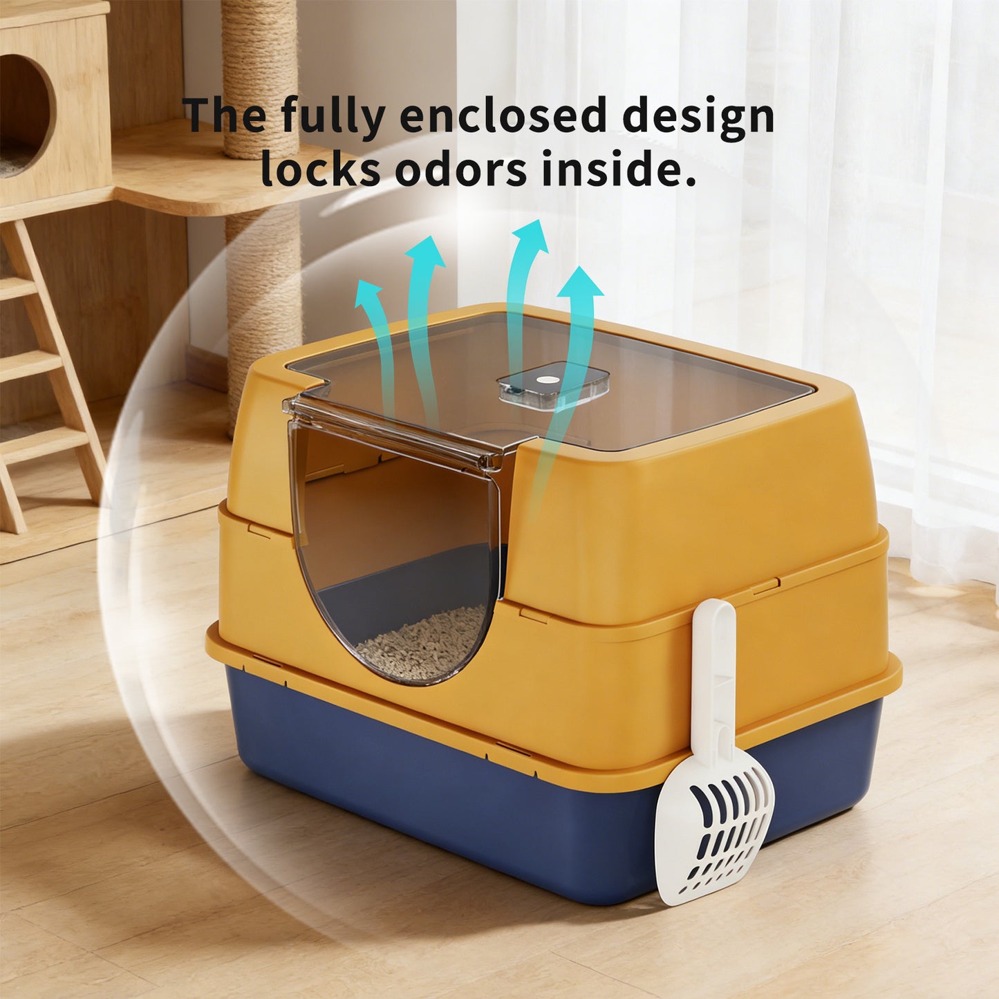 Dark Gray Fully Enclosed Cat Litter Box with Anti-Splash & Odor Locking - Large & Multi-Cat Households