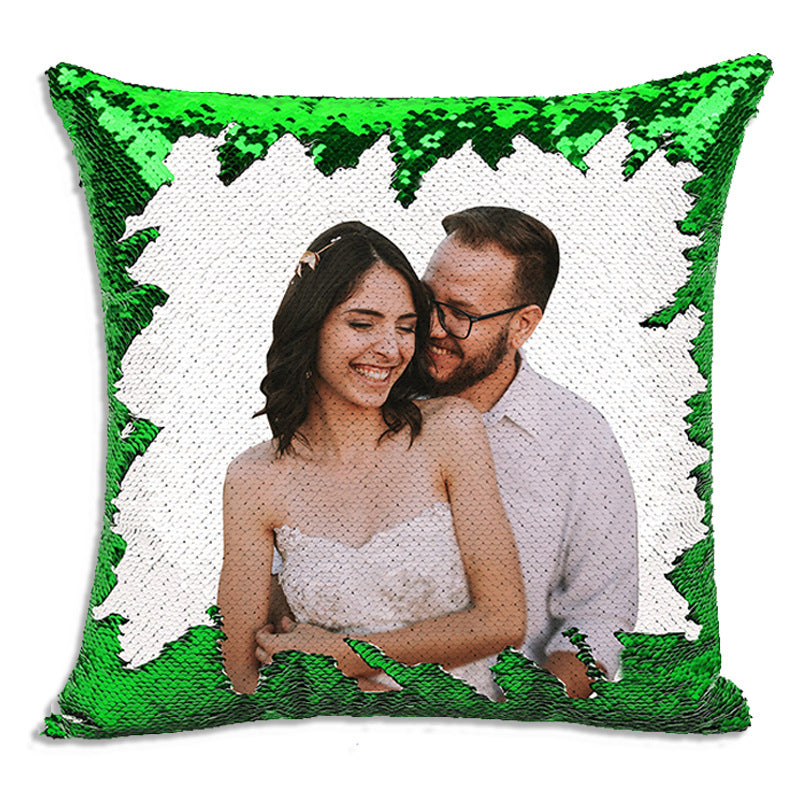 Sequin Custom Gift Pillow - Soft Velvet Cover with Color Options, 40x40cm