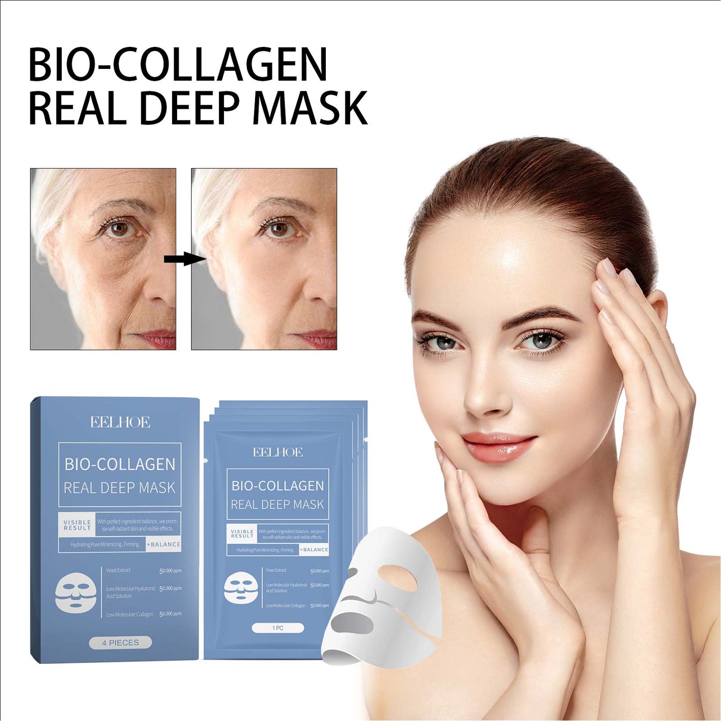 Bio-Collagen Deep Hydration Sheet Mask - Pore Minimizing & Firming - 20 Pack
