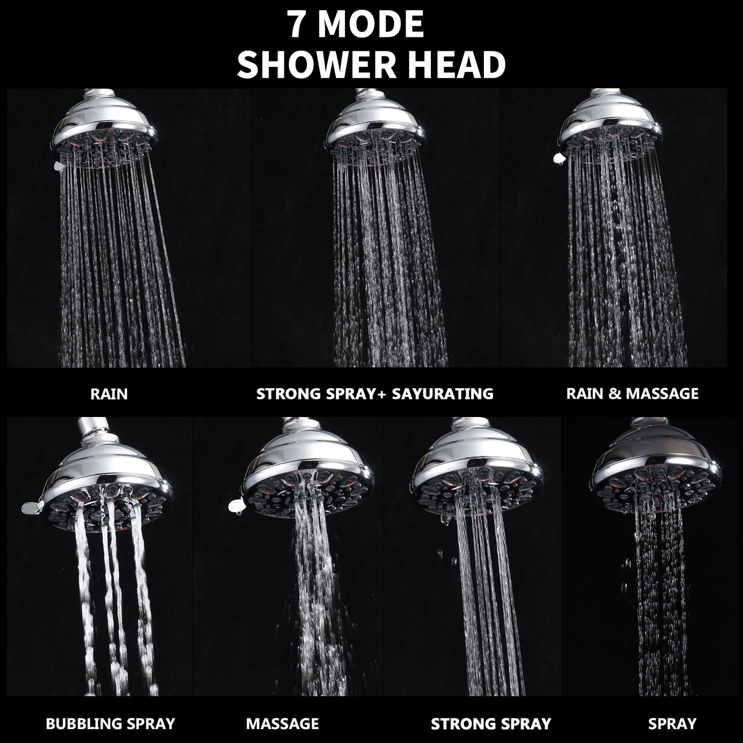 Tool-Free Shower Combo with 7 Spray Settings - Chrome