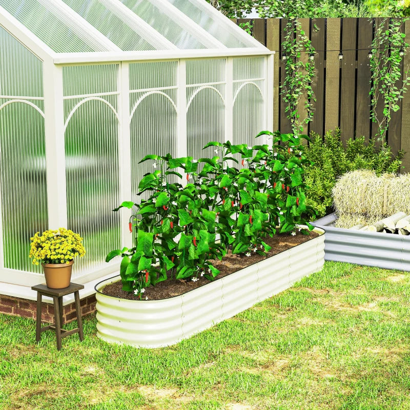 Galvanized Raised Garden Bed Kit, Metal Planter Box with Safety Edging - Cream
