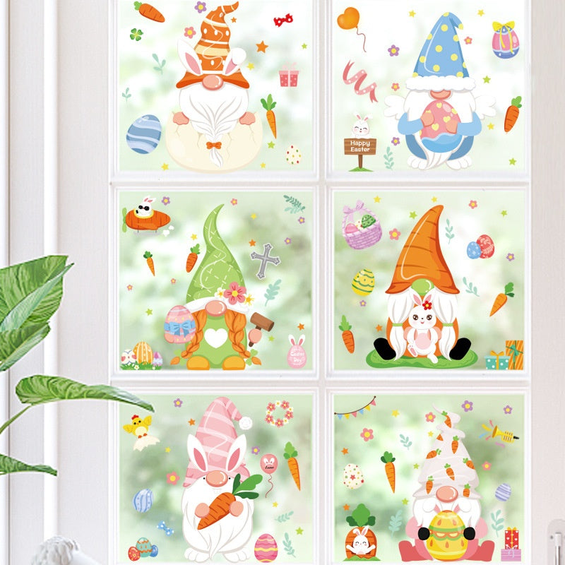 Cute Easter Bunny Stickers for Holiday Decor - PVC 20x30cm Set