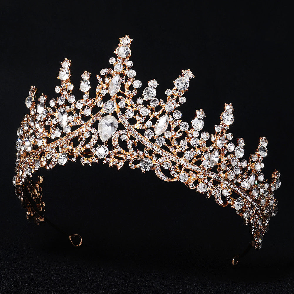 Luxury Diamond Alloy Crown Headband - Gold