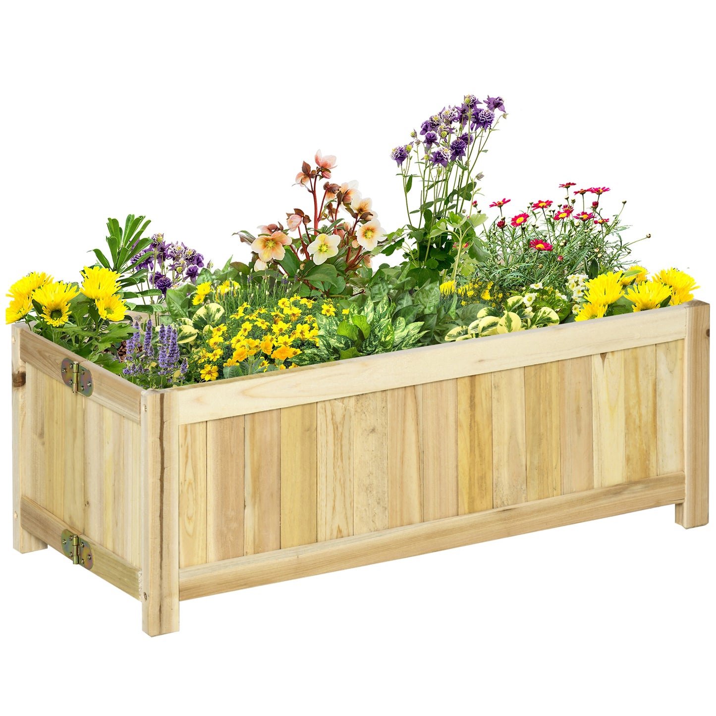 Foldable Wooden Garden Bed for Herbs Vegetables & Flowers, 27.6 x 11.6 x 9.8 Inches