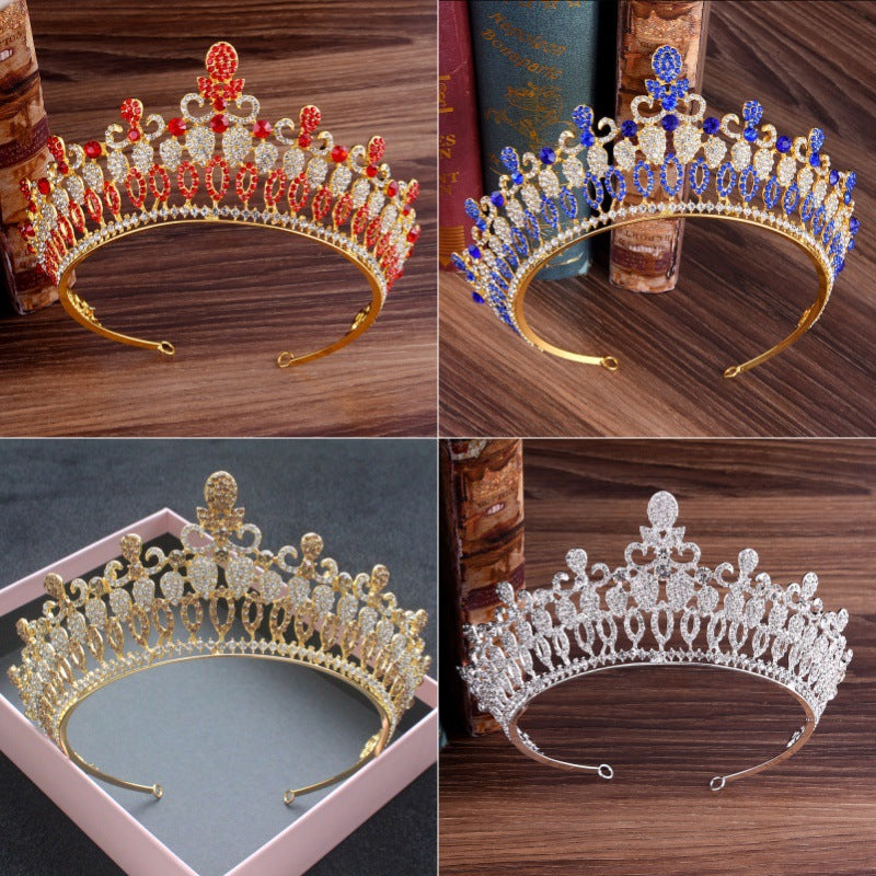 Baroque Rhinestone Crown Hair Accessory - European Style