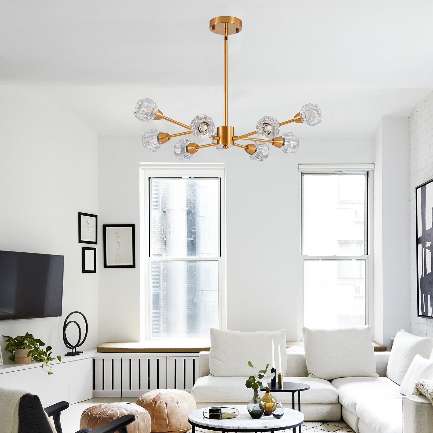 Modern Crystal Chandelier - 9 Lights for Living Room & Dining Room