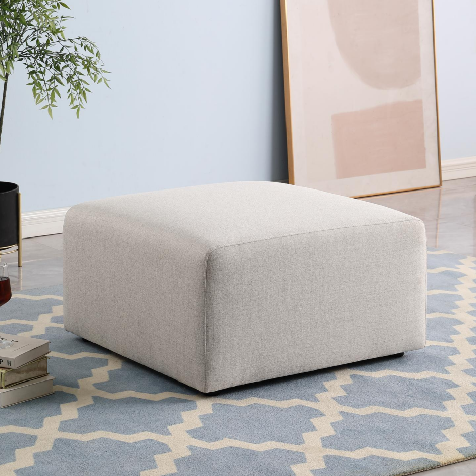 Beige Ottoman Storage Box - Chenille Upholstery