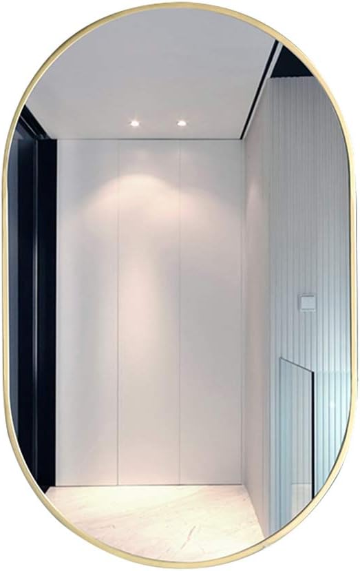 Gold Metal Oval Mirror - 20 x 33 Inch Classic Design