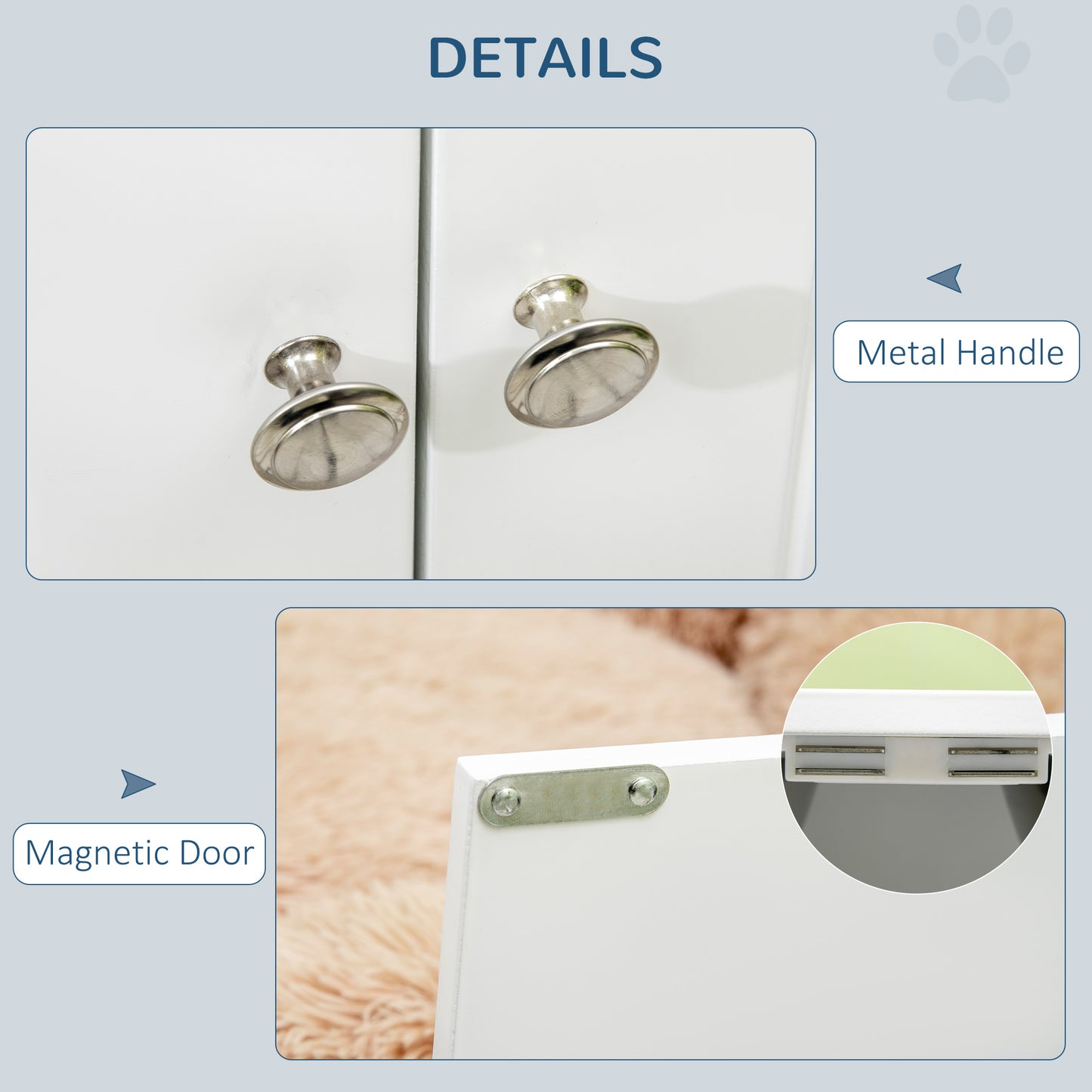 Large Elevated Dog Feeder with Storage Cabinet - White, 44L Capacity