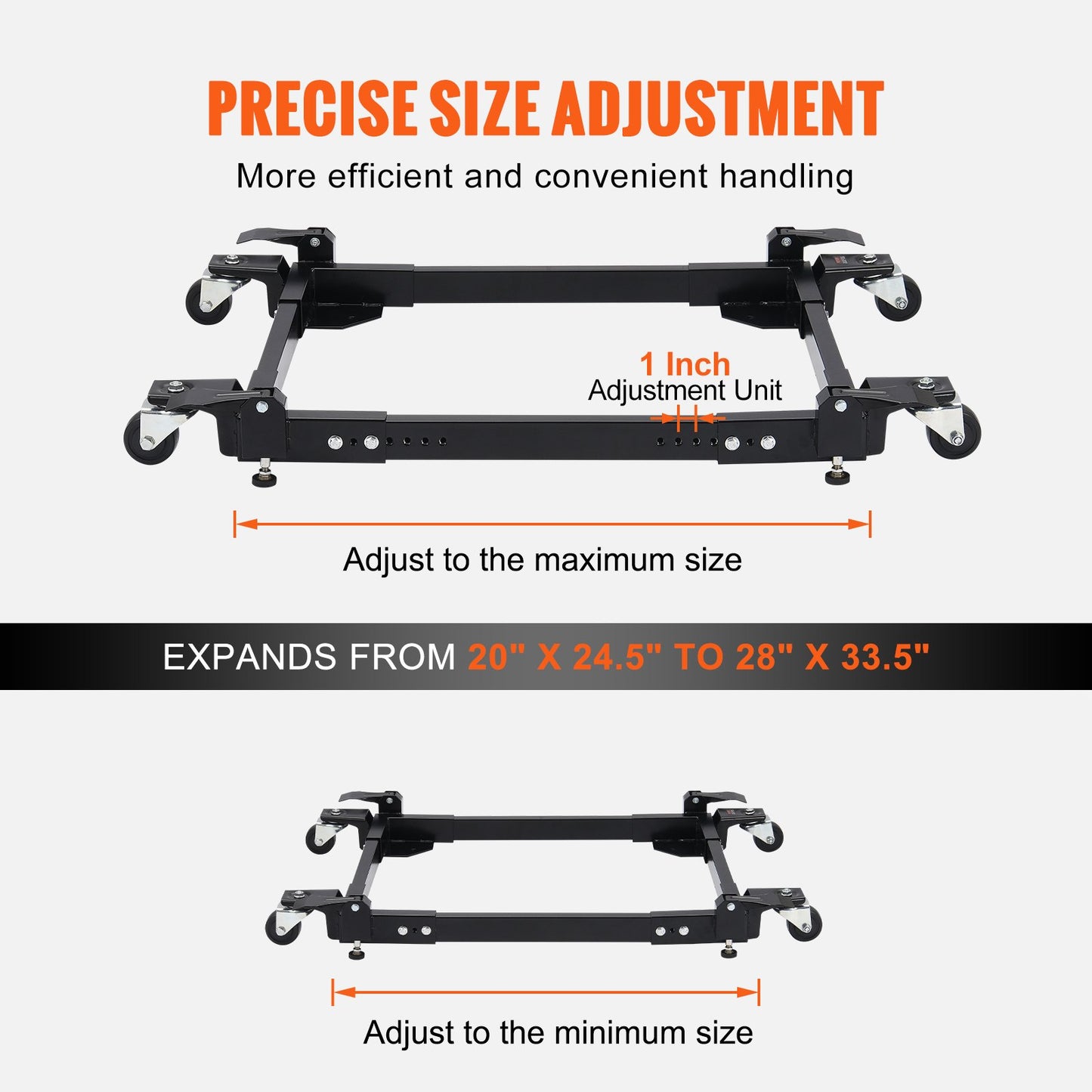 Heavy Duty Universal Mobile Base Stand 1500Lb Capacity for Tools & Machinery - Black
