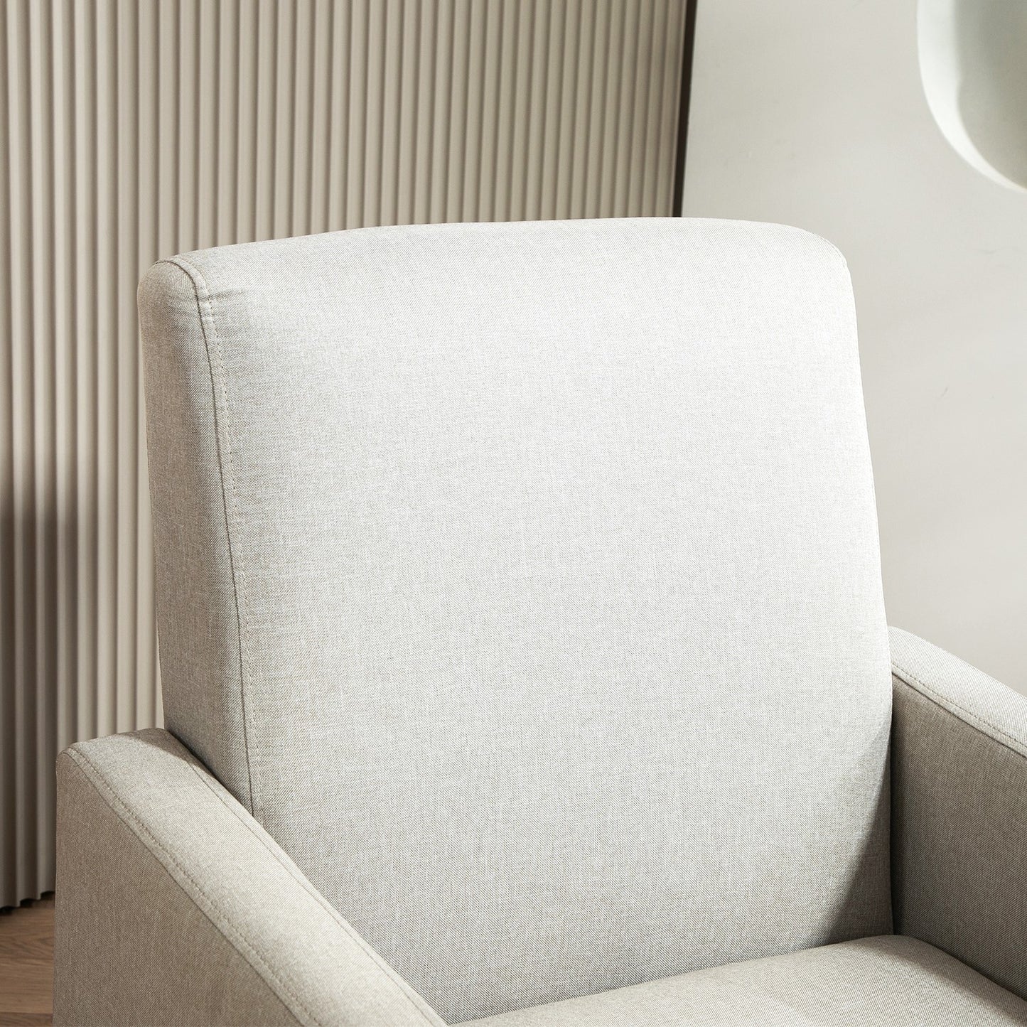 Faux Linen Upholstered Accent Chair, Modern Armchair With Solid Wood