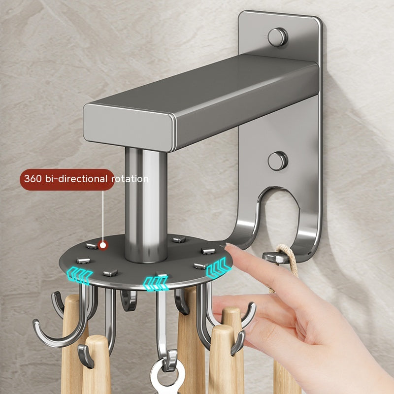 Wall-Mounted Swivel Hook with Multiple Rows Aluminum Frame for Home Storage