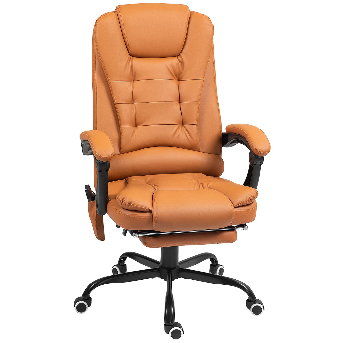 Vibrating Massage Office Chair with Lumbar Support & Footrest - Light Brown