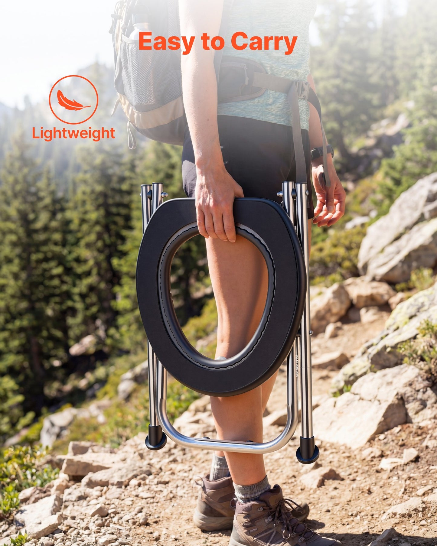 Portable Camping Toilet with Steel Frame & Soft Seat — Supports 350 lbs, Foldable for Travel & Outdoor Use