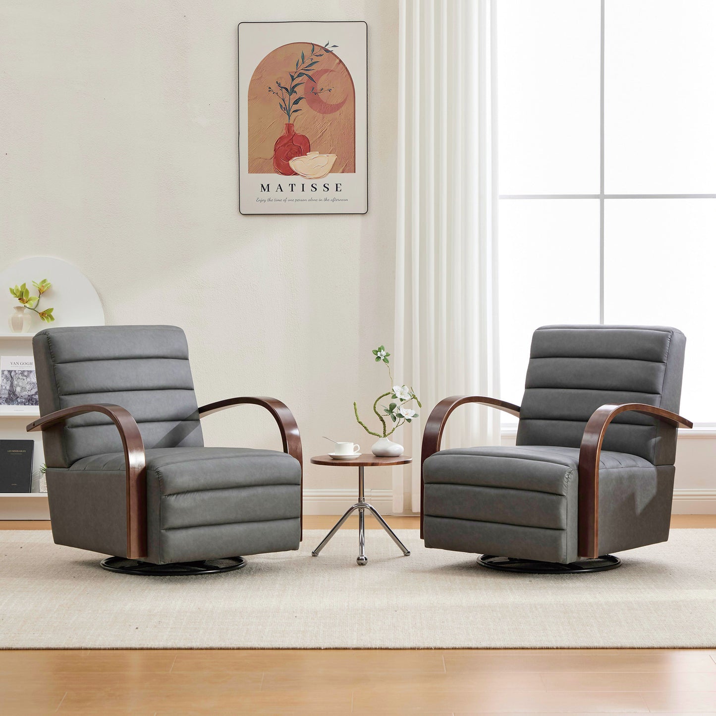 30.7" Modern Upholstered Swivel Accent Chair - Gray