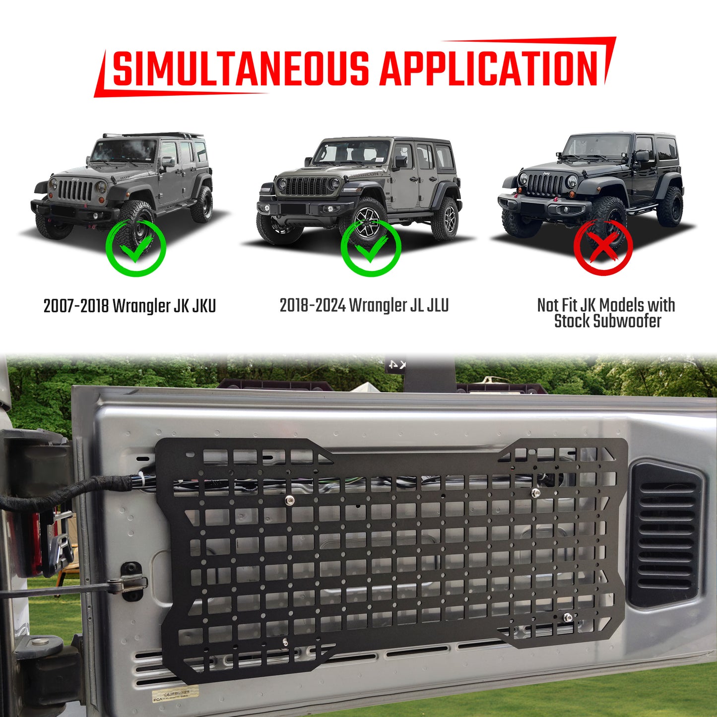 Tailgate Tactical Panel For Wrangler Tool Kit Organizer Racks