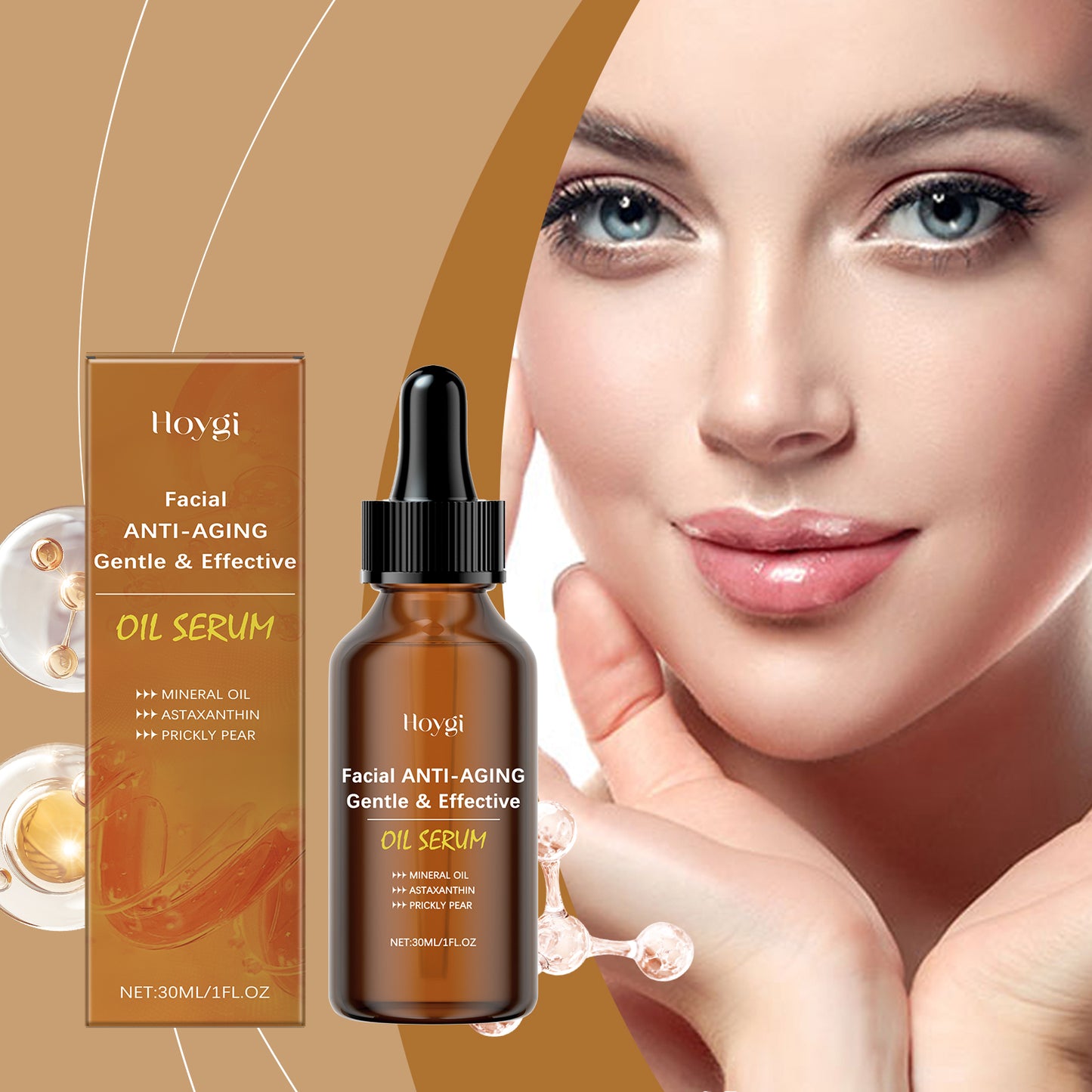 Anti-Aging Facial Essence Serum with Astaxanthin & Cactus Extract, 30ml