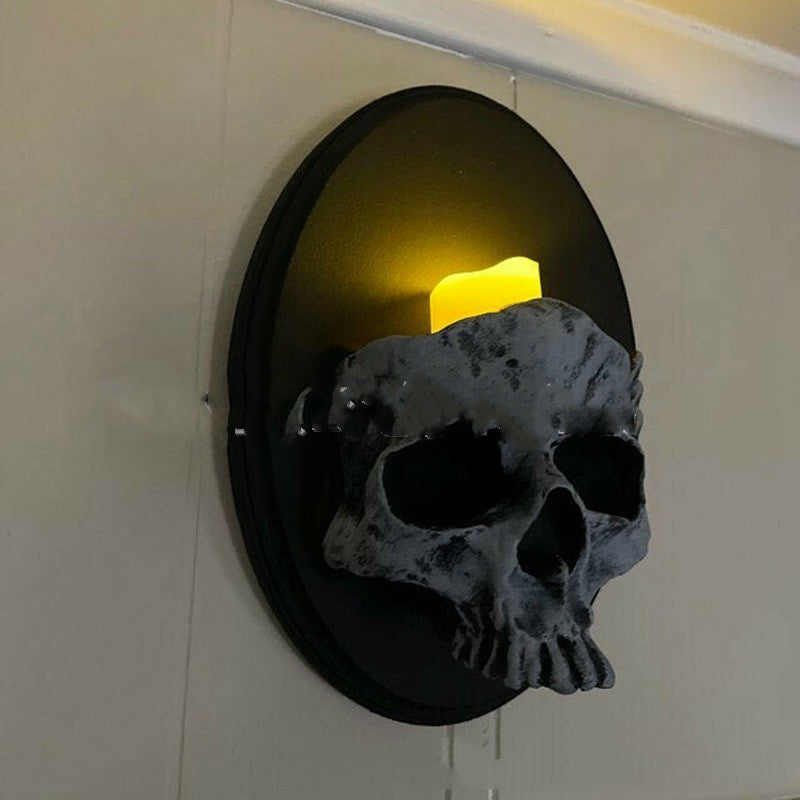 Skull Wall Candle Holder Decoration for Home & Garden - Resin Hanging Ornament
