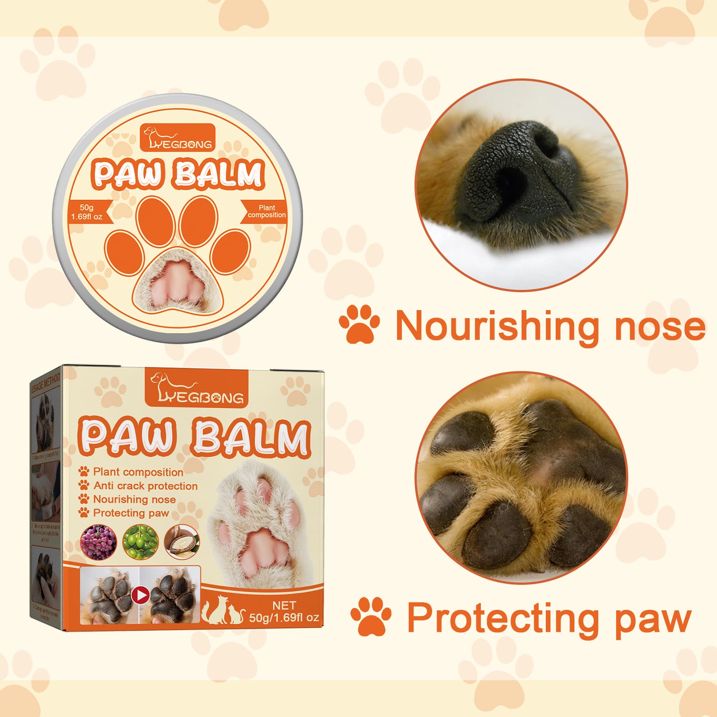 Pet Paw Moisturizing Balm for Cats and Dogs - Protects & Softens Pads