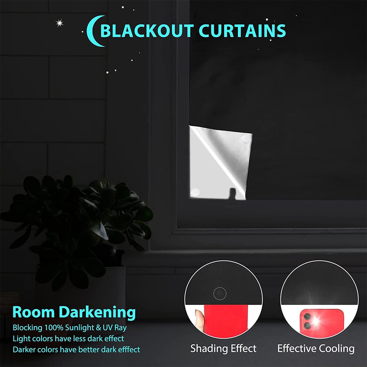 Portable Blackout Curtains - Oxford Cloth, Black
