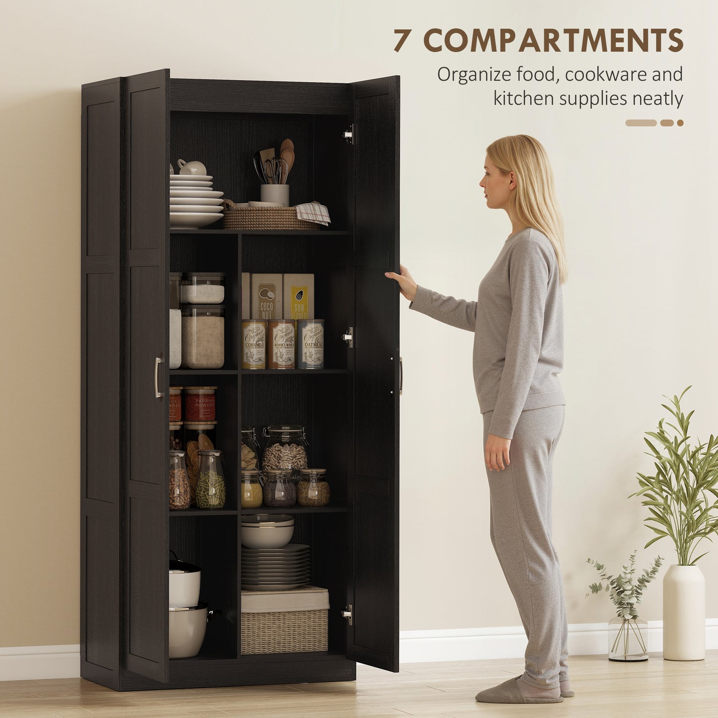 Farmhouse Pantry Cabinet, 71" Tall Kitchen Storage Cabinet with