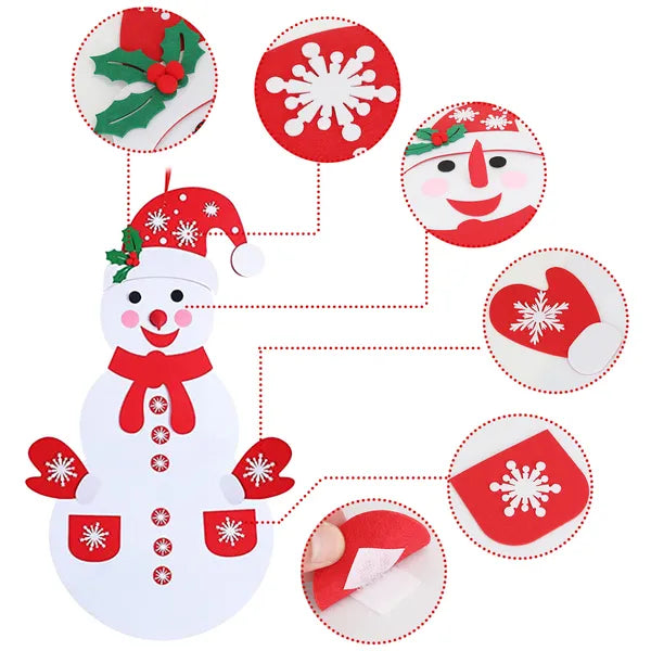 DIY Felt Christmas Snowman Set - 54 Piece Hanging Decoration