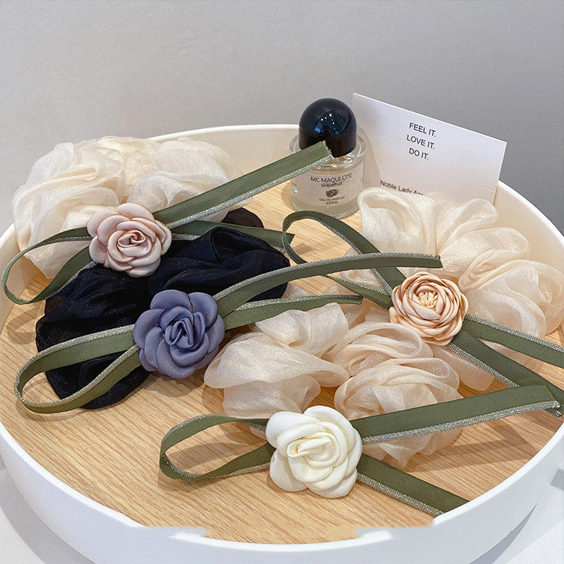 Ribbon Hair Tie - Camellia Design