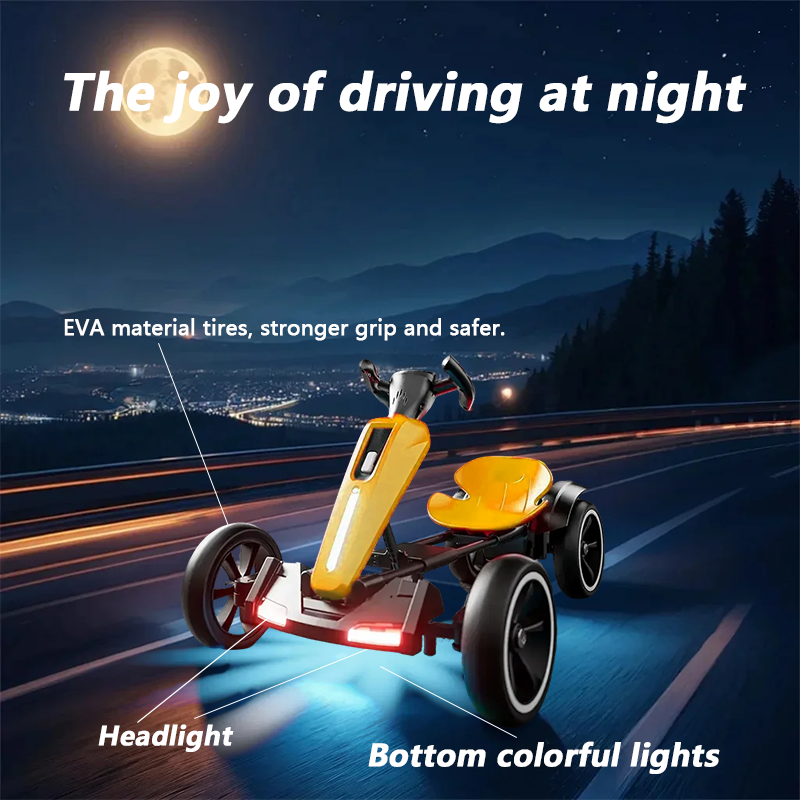 12V Electric Kids Pedal Go Kart with Adjustable Seat - Yellow