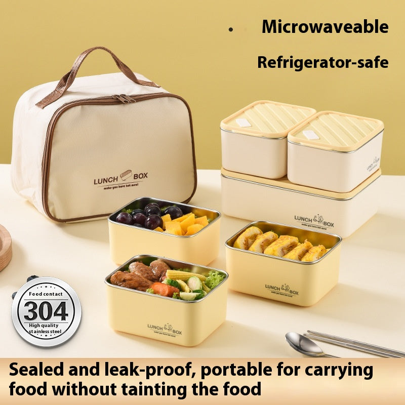 Stainless Steel Bento Lunch Box Set with Cover and Anti-Scald Feature