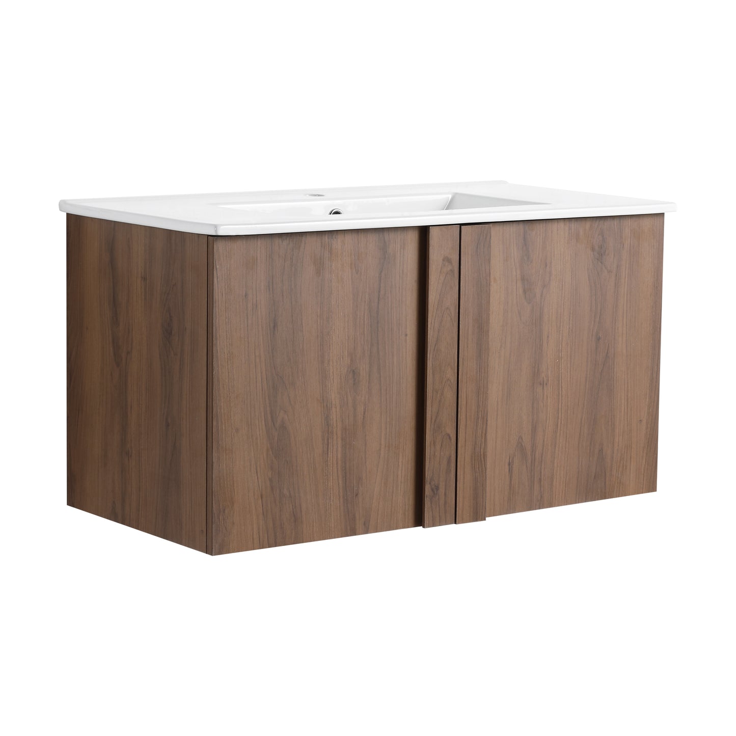 36" Wall-Mounted Bathroom Vanity with Sink - Brown Ebony