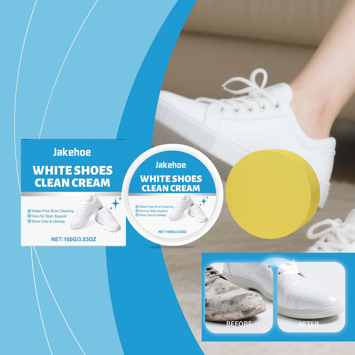 Shoe Cleaning Cream - White Shoe Care Shoe Polish 100g Bottle