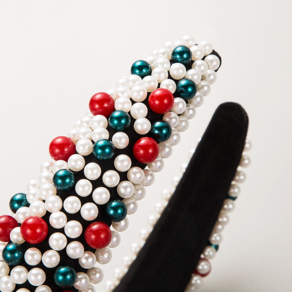 Colorful Pearl Hairband for Women - Fashion Hair Accessories with Sponge Design