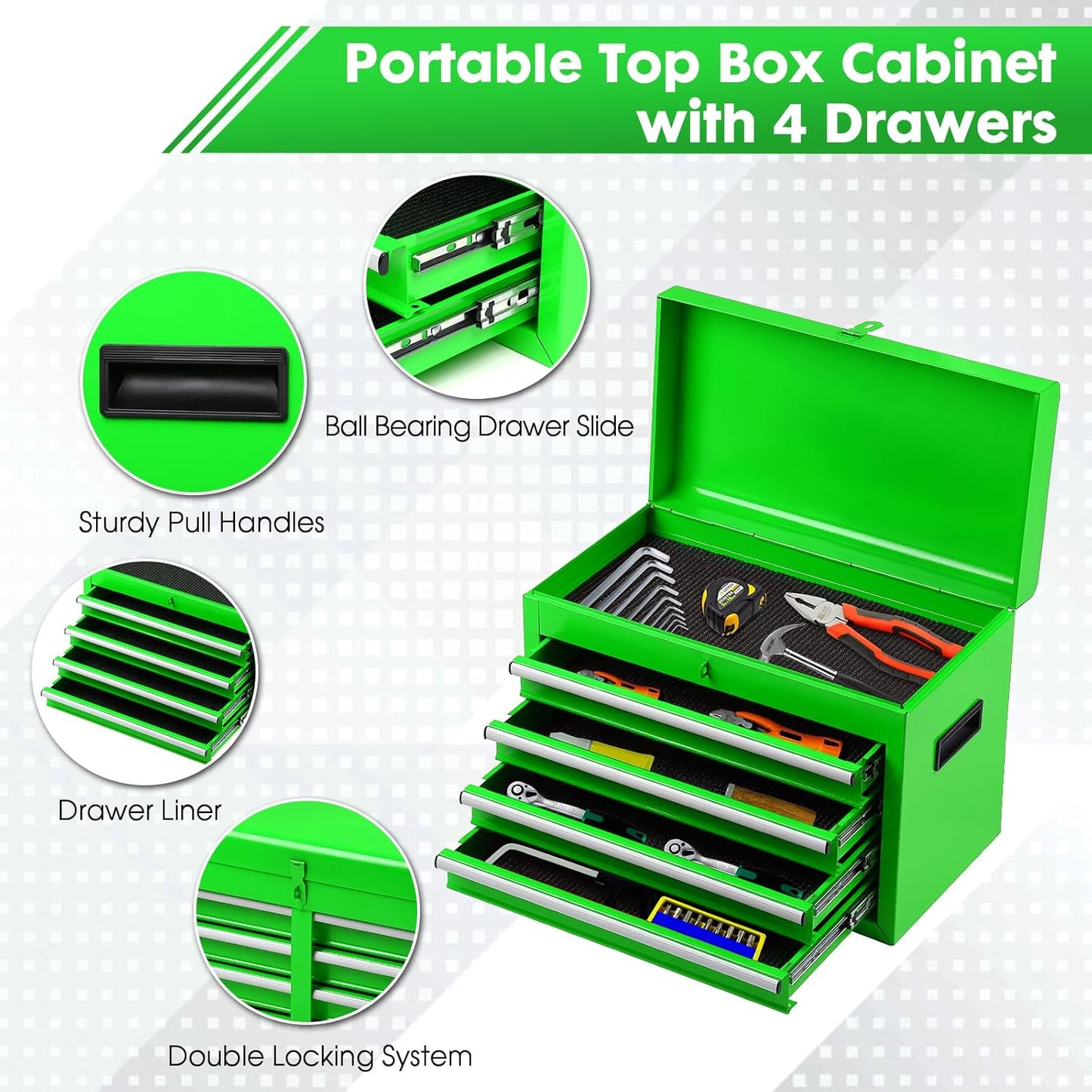 5-Drawer Rolling Tool Chest with Lockable Top & Wheels - Garage Storage Cabinet