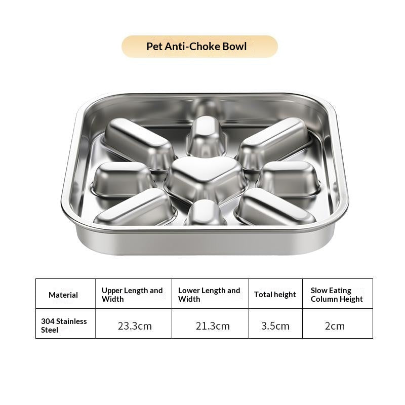 Neck Support Dog Food Bowl - Tip-Proof Stainless Steel Square Pet Feeder